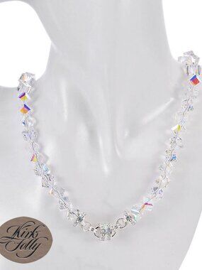 Kirks Folly Hollywood Crystal MagneticNecklace Silverton Crystal Aurora Borealis